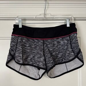 Lululemon shorts, black, grey, and pink. Size 6